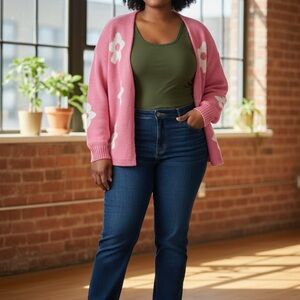 Pink Floral Cardigan